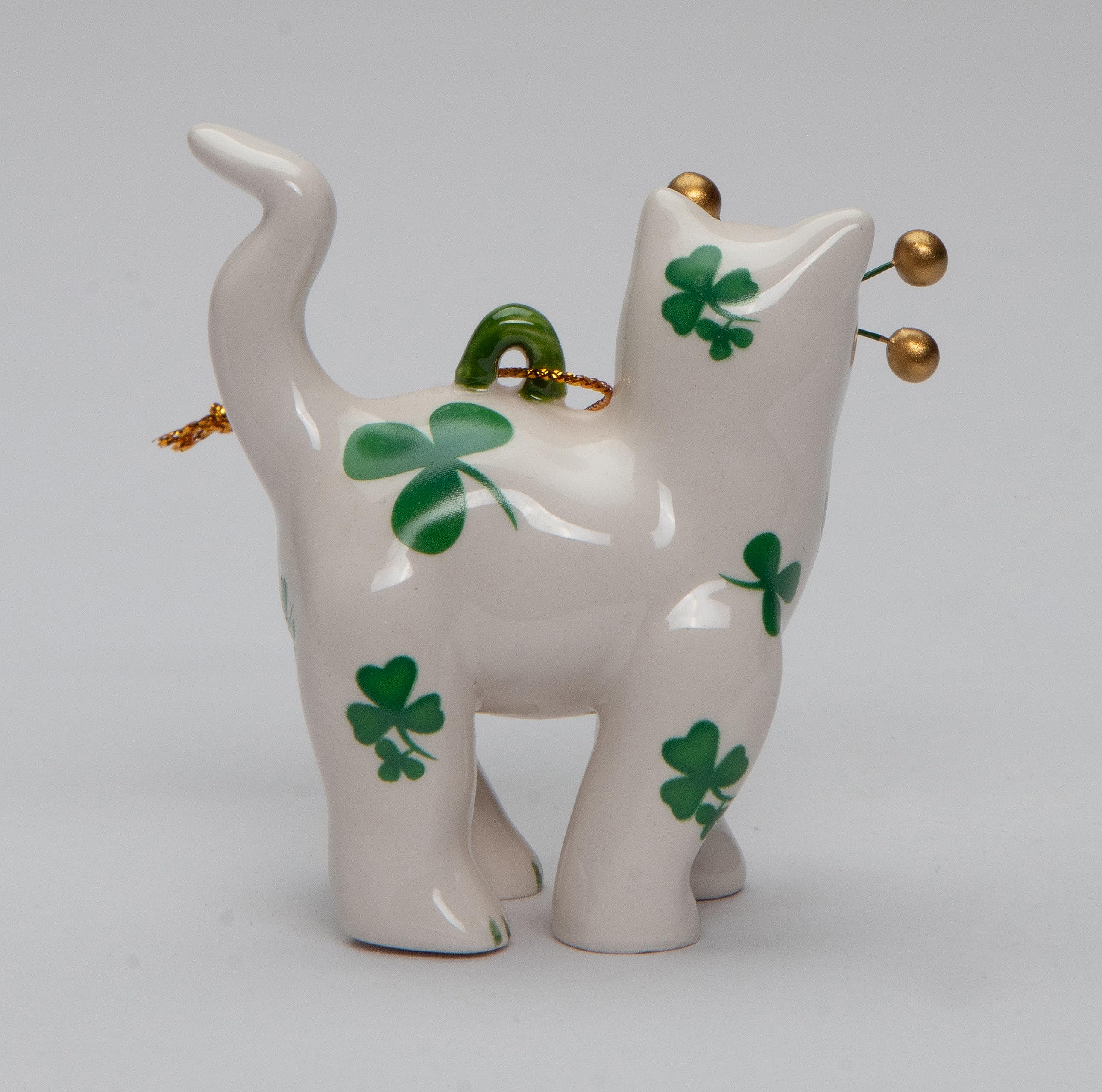 Amazon.com: Fine Ceramic Whisker Cat with Shamrock Design Ornament
